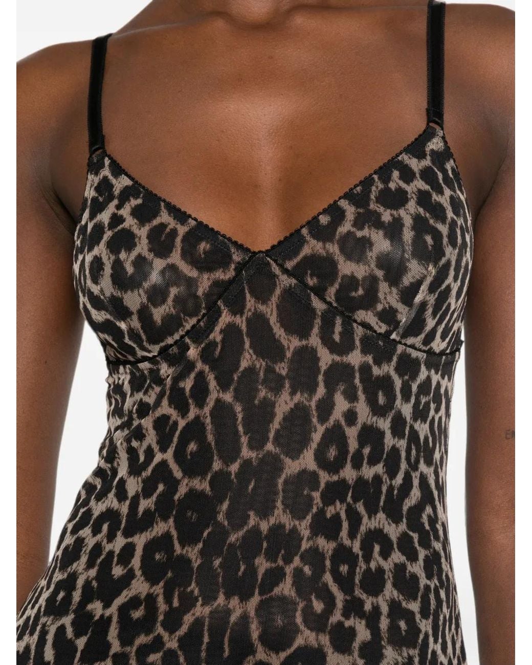 Saint Laurent Black Leopard-Print Midi Dress