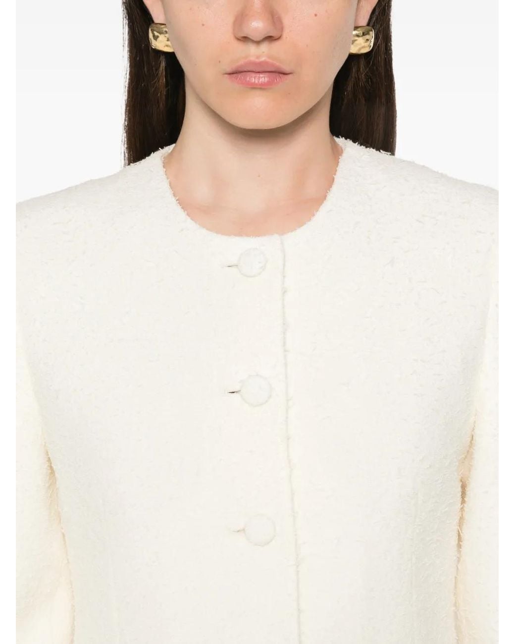 Rohe White Bouclé-Texture Single-Breasted Jacket
