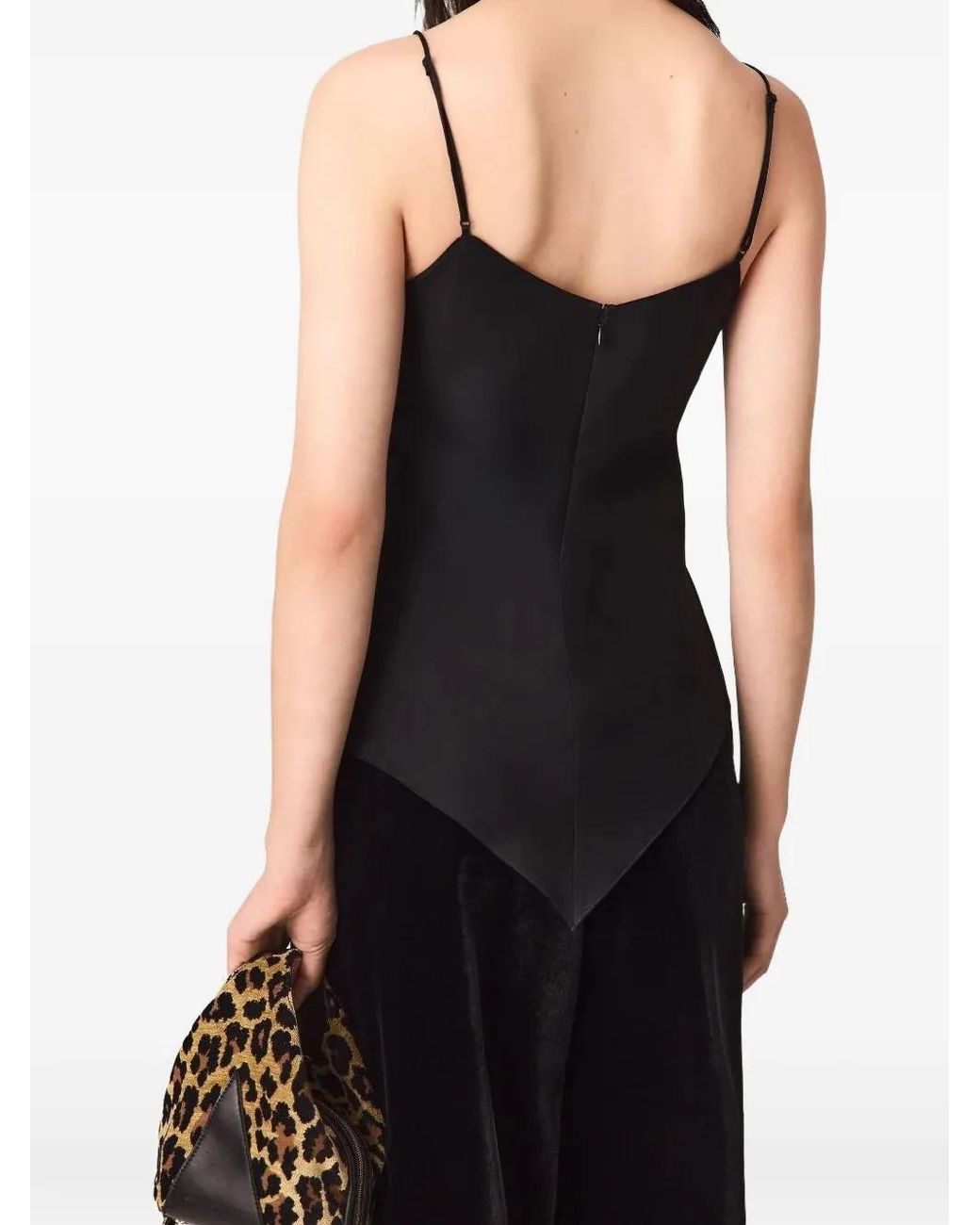 Stella McCartney Black Lace-Trim Satin Cami Top