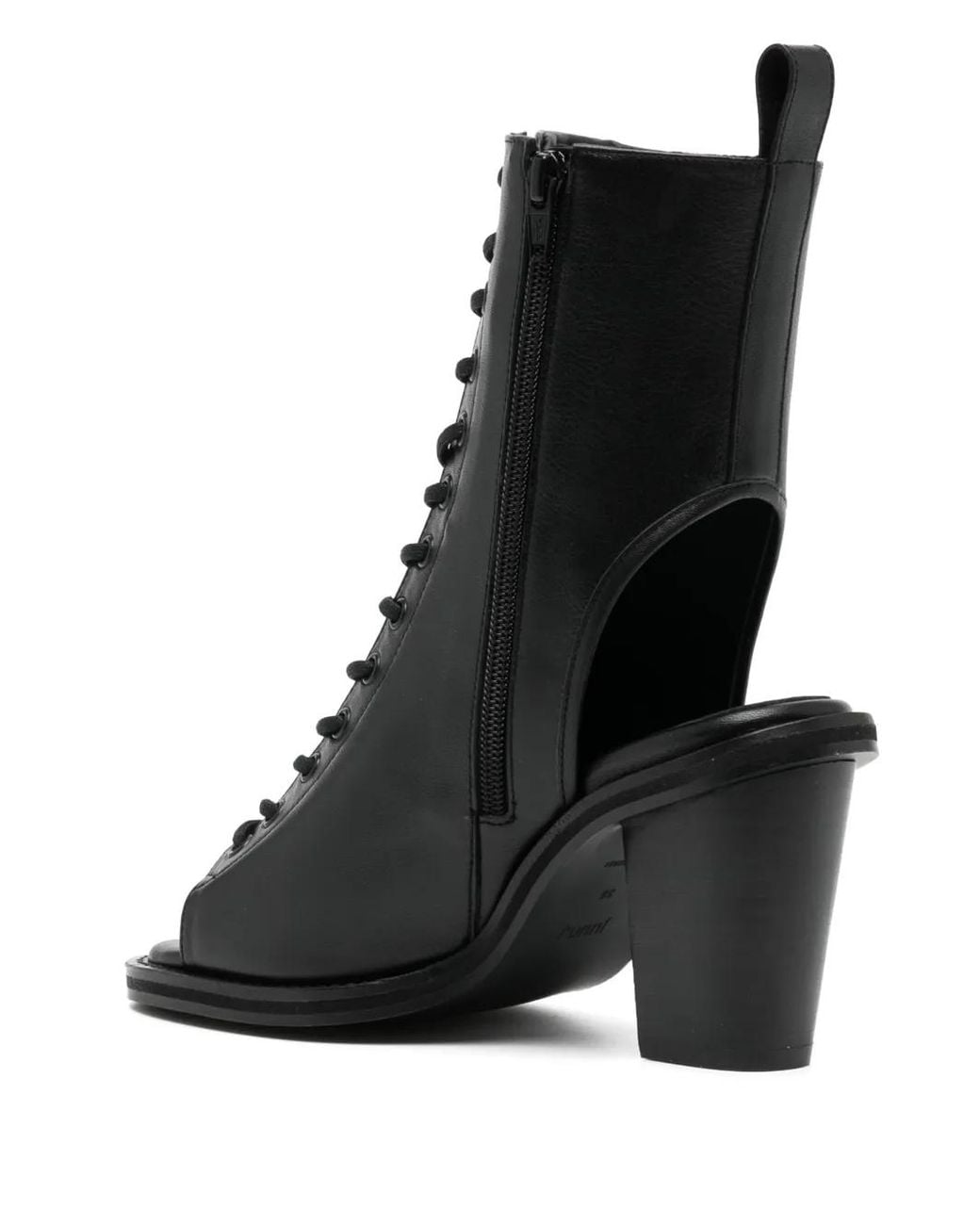 Juun.J Black 80Mm Open-Toe Leather Boots