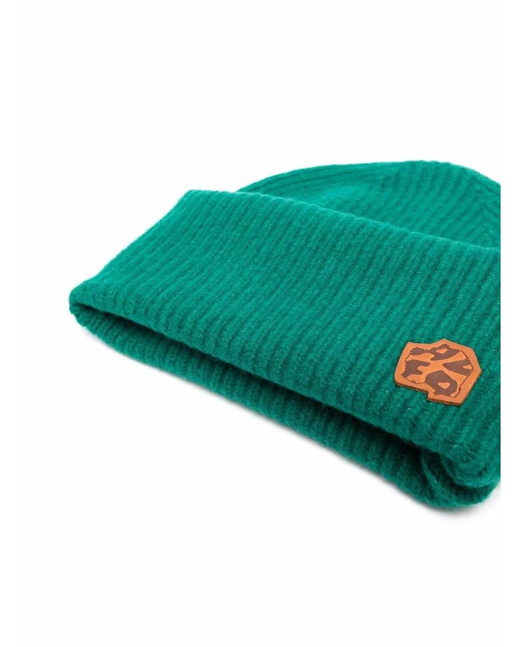 Adererror Green Ribbed Knit Beanie for men