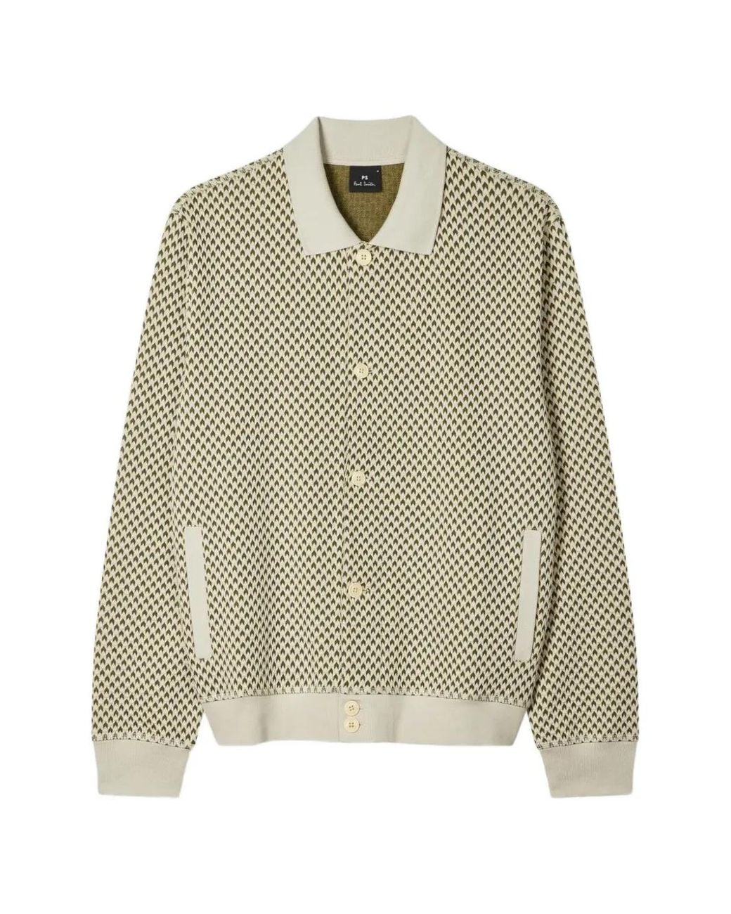 Paul Smith Natural Patterned Button-Up Cardigan for men