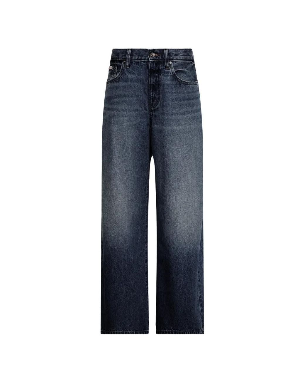 Calvin Klein Blue Wide-Leg Whiskered Jeans