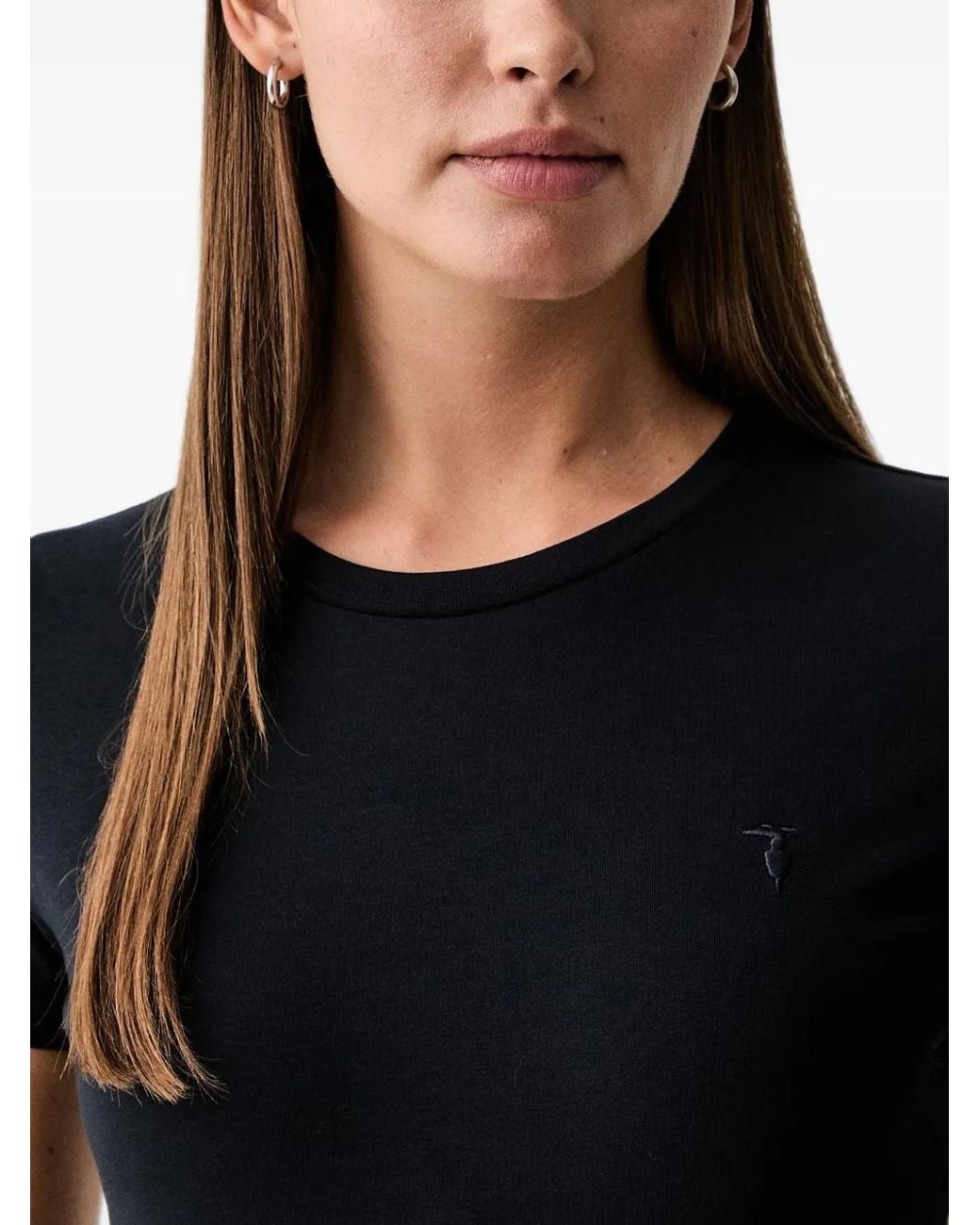Trussardi Black Logo-Embroidered T-Shirt