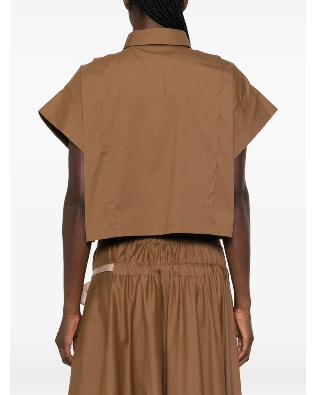 iBlues Brown Cropped Button-Down Shirt