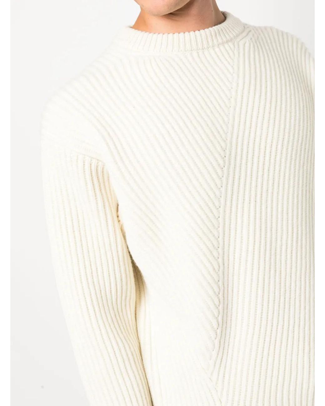 Jil Sander White Waffle-Knit Side-Slits Jumper for men