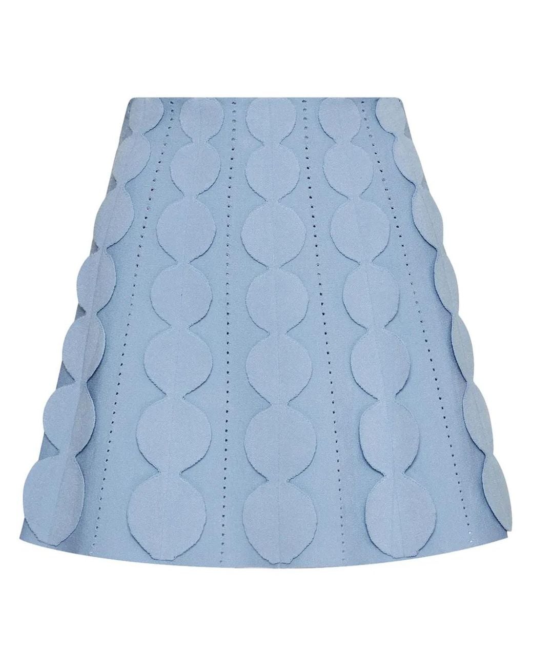 Oscar de la Renta Blue Geometric Circle Knitted Skirt