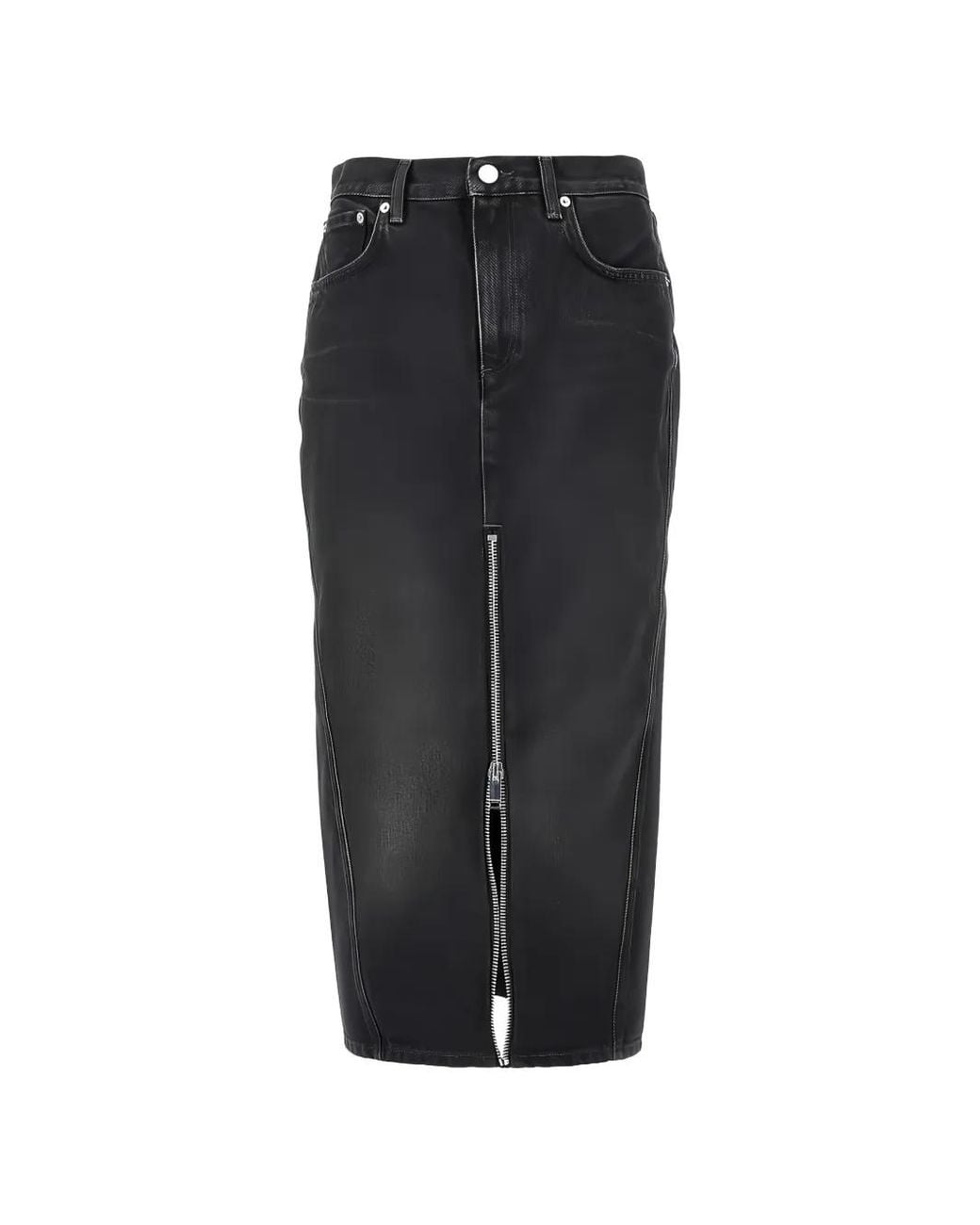 Haikure Black Midi Denim Midi Skirt
