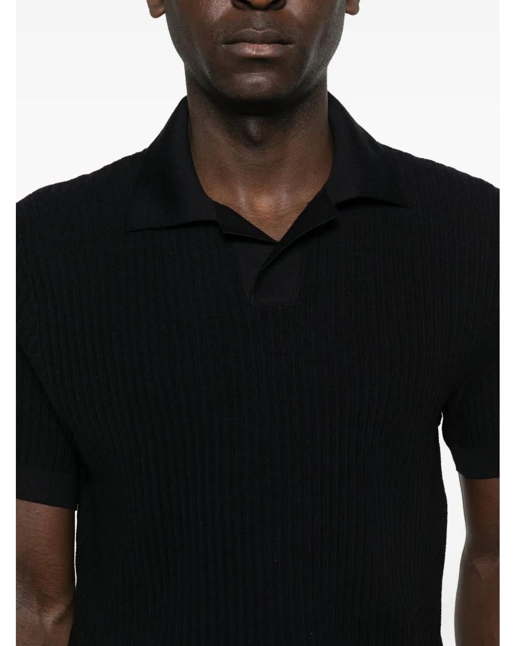Brioni Geribbeld T-Shirt in het Black voor heren
