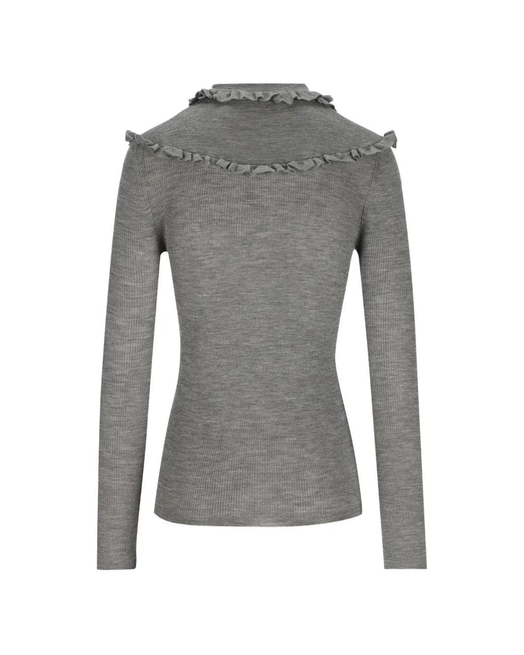 Chloé Gray Ruffled Henley Top