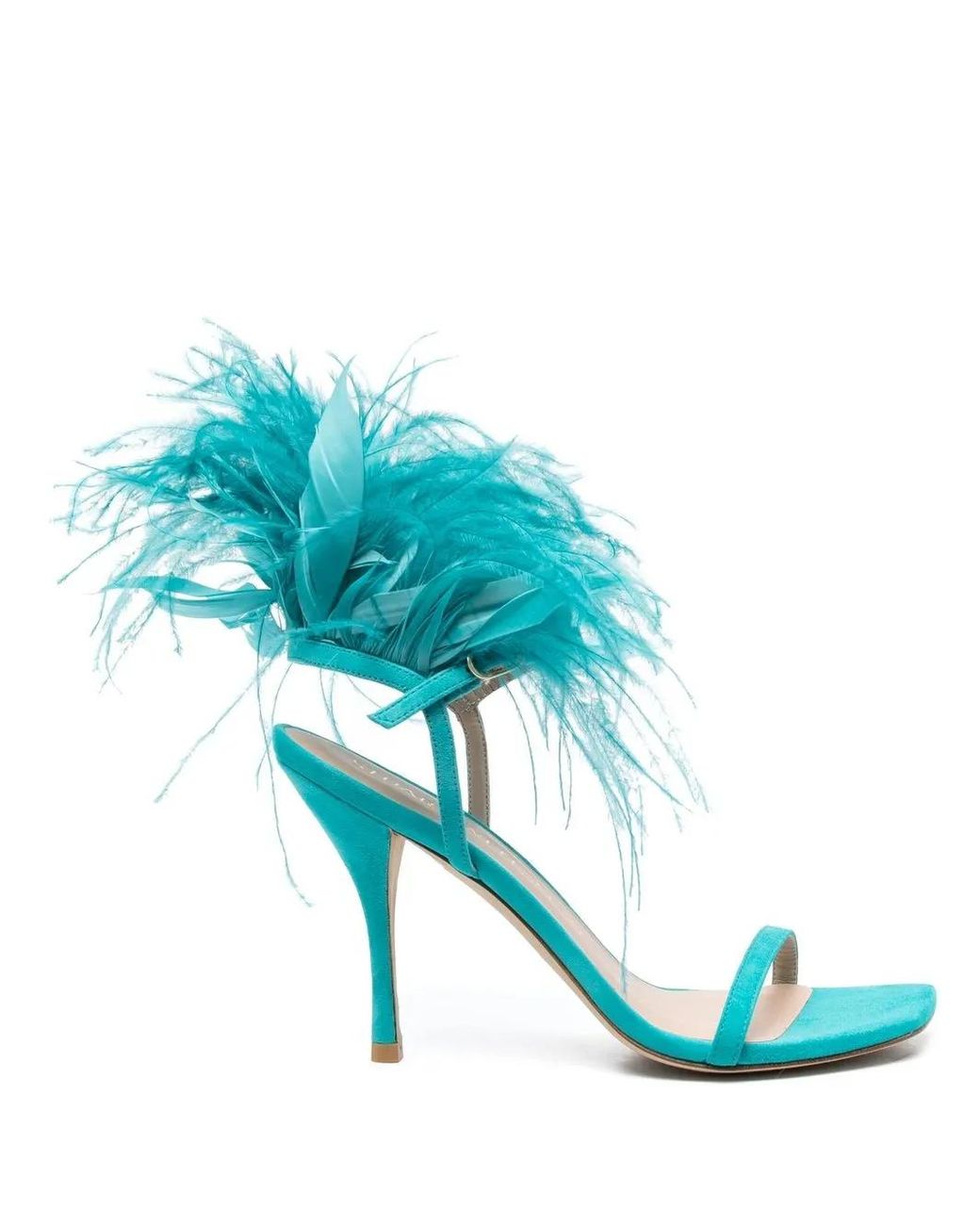 Stuart Weitzman Blue Sandalen Mit Federn