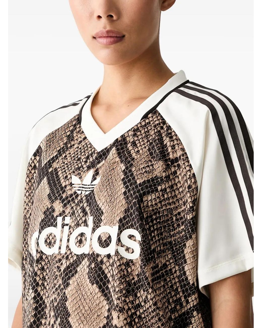 Adidas Brown Snakeskin-Print T-Shirt