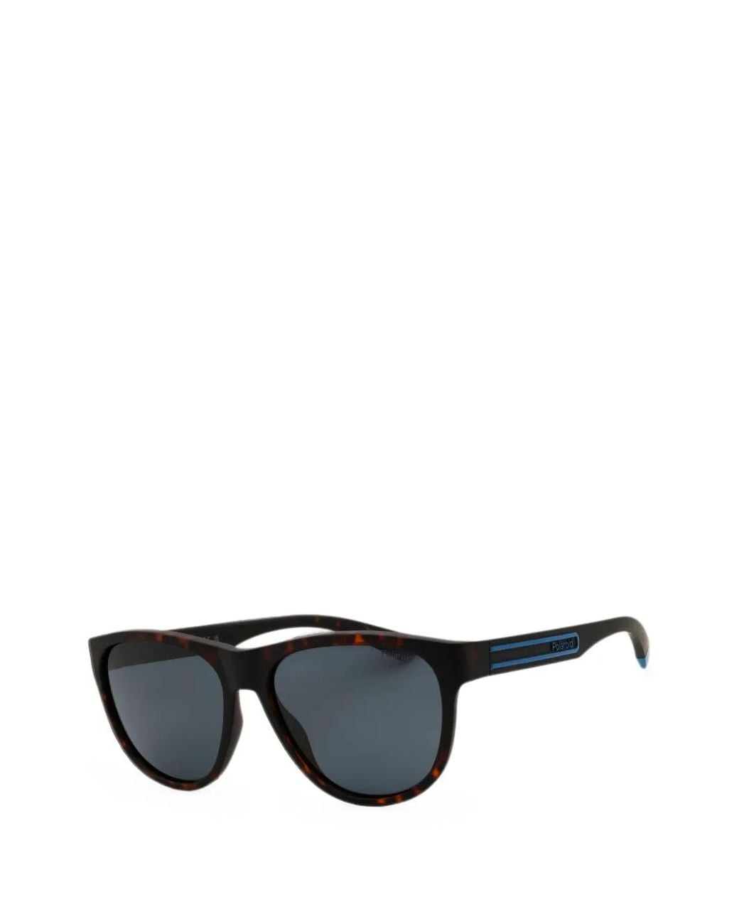 Polaroid Black Tortoiseshell-Effect Oval-Frame Sunglasses for men