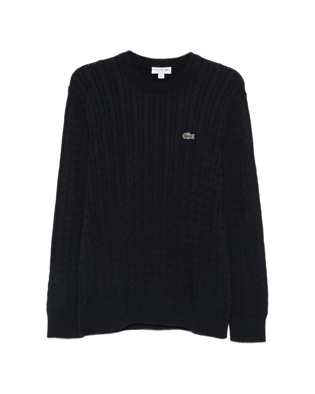 Lacoste Black Cable-Knit Logo-Patch Sweater for men