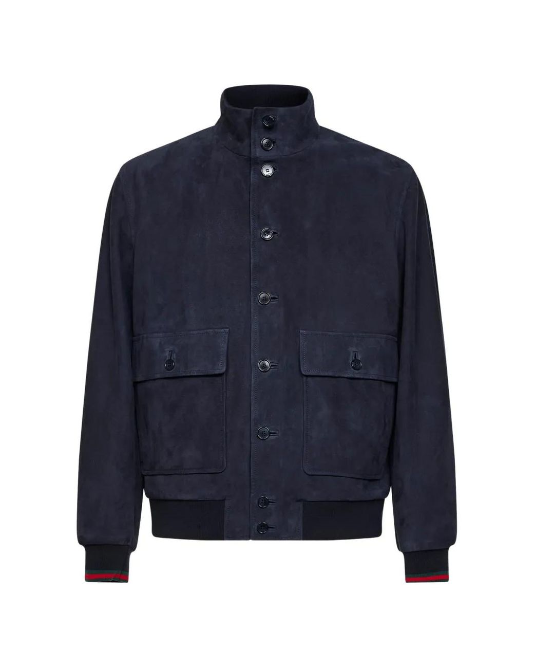 Gucci Blue Stand Collar Drop Shoulder Long Sleeve Jacket for men