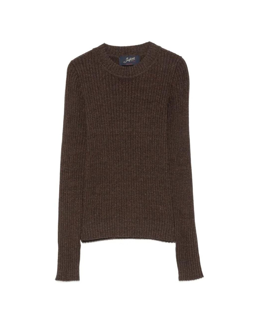 Seafarer Brown Ribbed-Knit Sweater