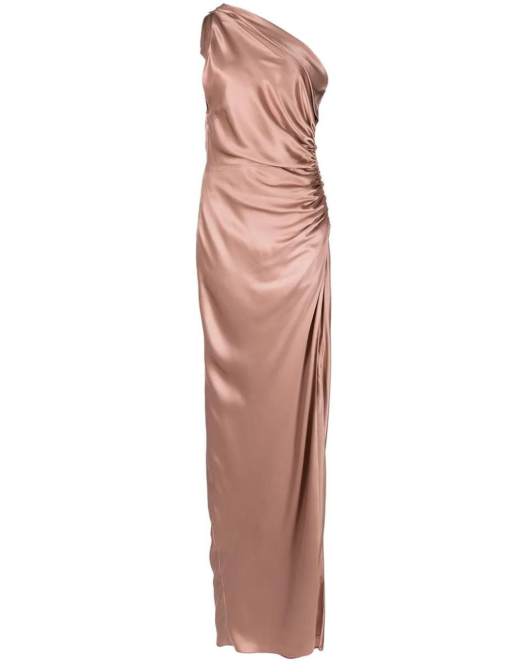 Michelle Mason Multicolor One-Shoulder Silk Gown