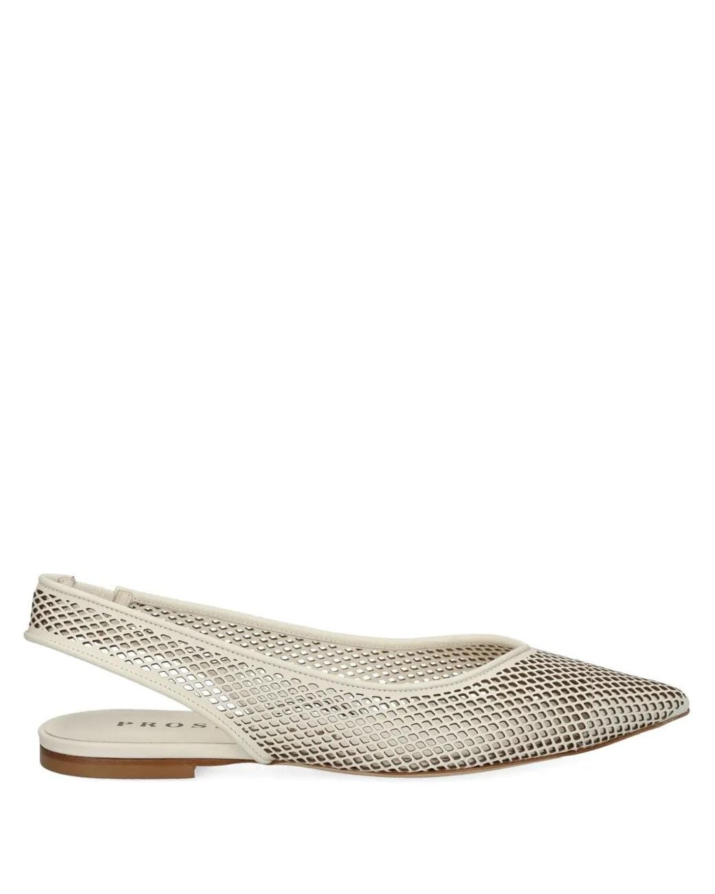 PROSPERINE® White Mesh Slingback Flat Pumps