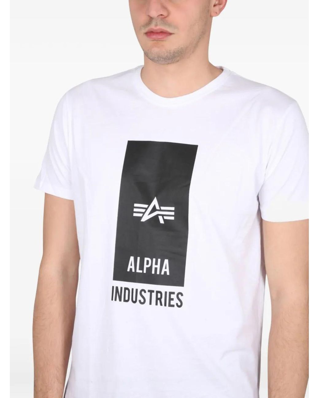 Alpha Industries White Logo-Print T-Shirt for men