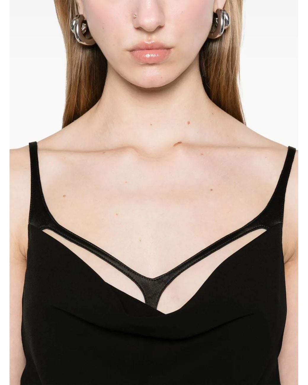 Mugler Black Harness Crepe Gown