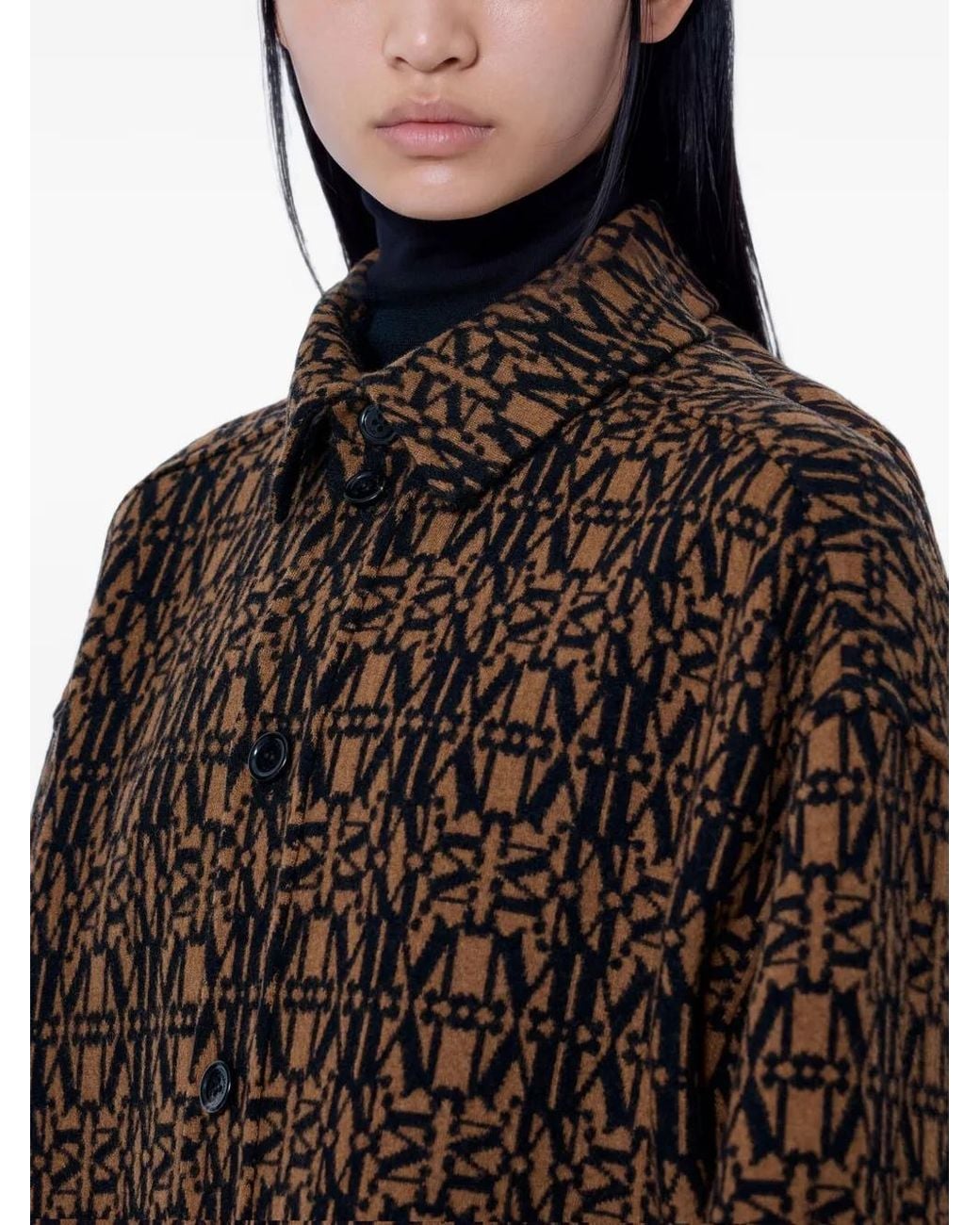 Max Mara Blue Reversible Button-Down Wool Jacket