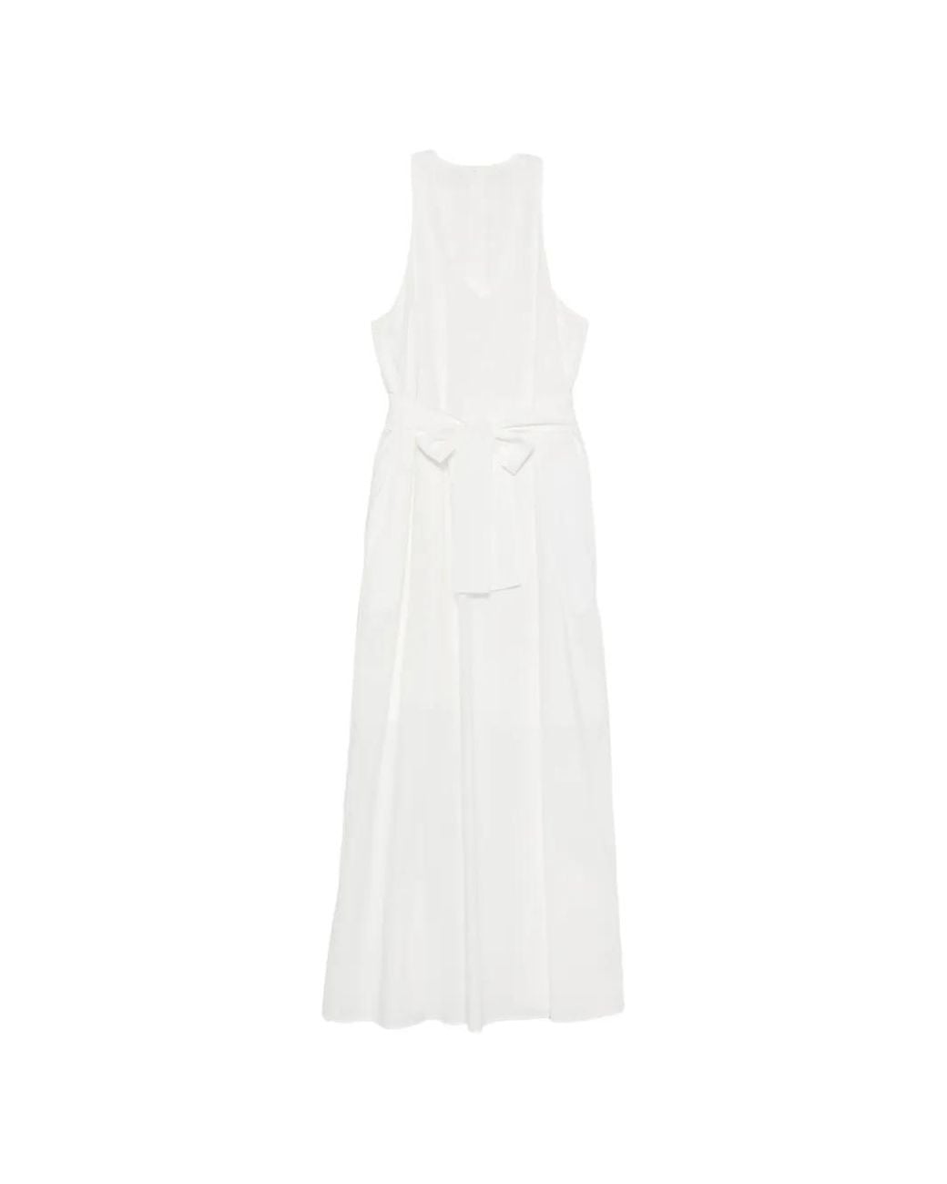 MOUTAKI White V-Neck Maxi Dress