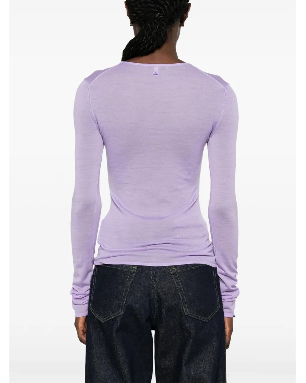 Maje Purple Second-Skin Round Neck Sweater