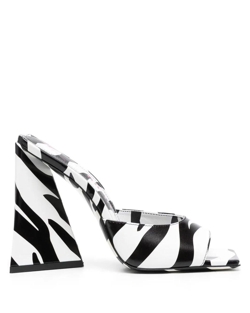 The Attico Black Devon Zebra Print 115mm Mules