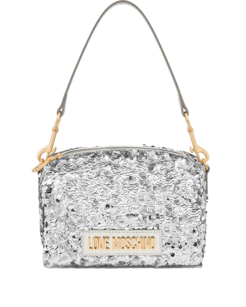 Love Moschino White Sequin-Embellished Shoulder Bag