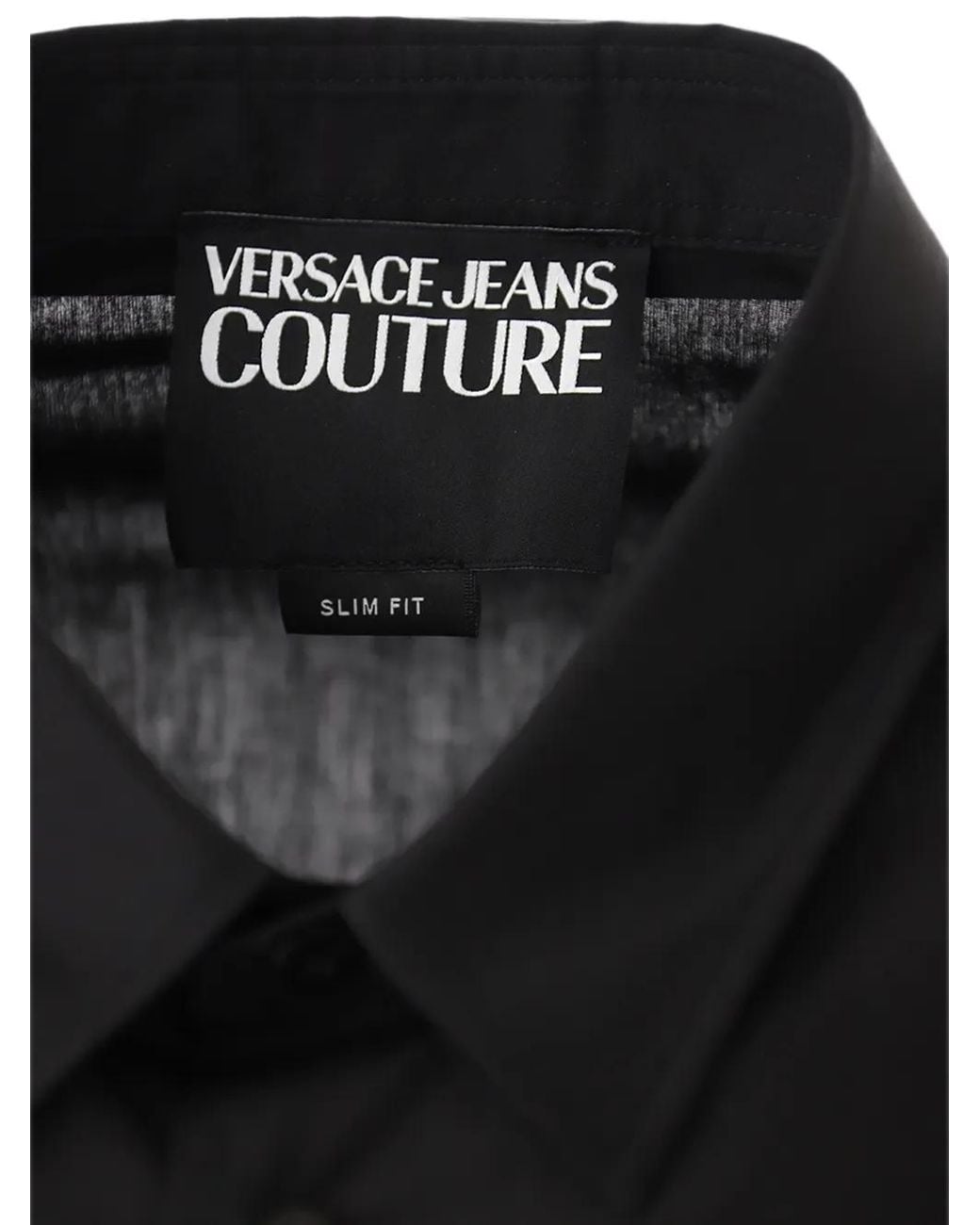 Versace Jeans Couture Black Embroidered-Logo Shirt for men