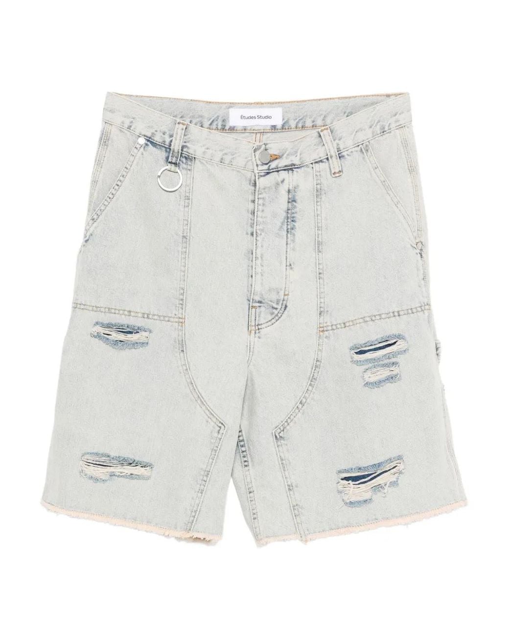 Etudes Studio White Distressed Pocket Shorts