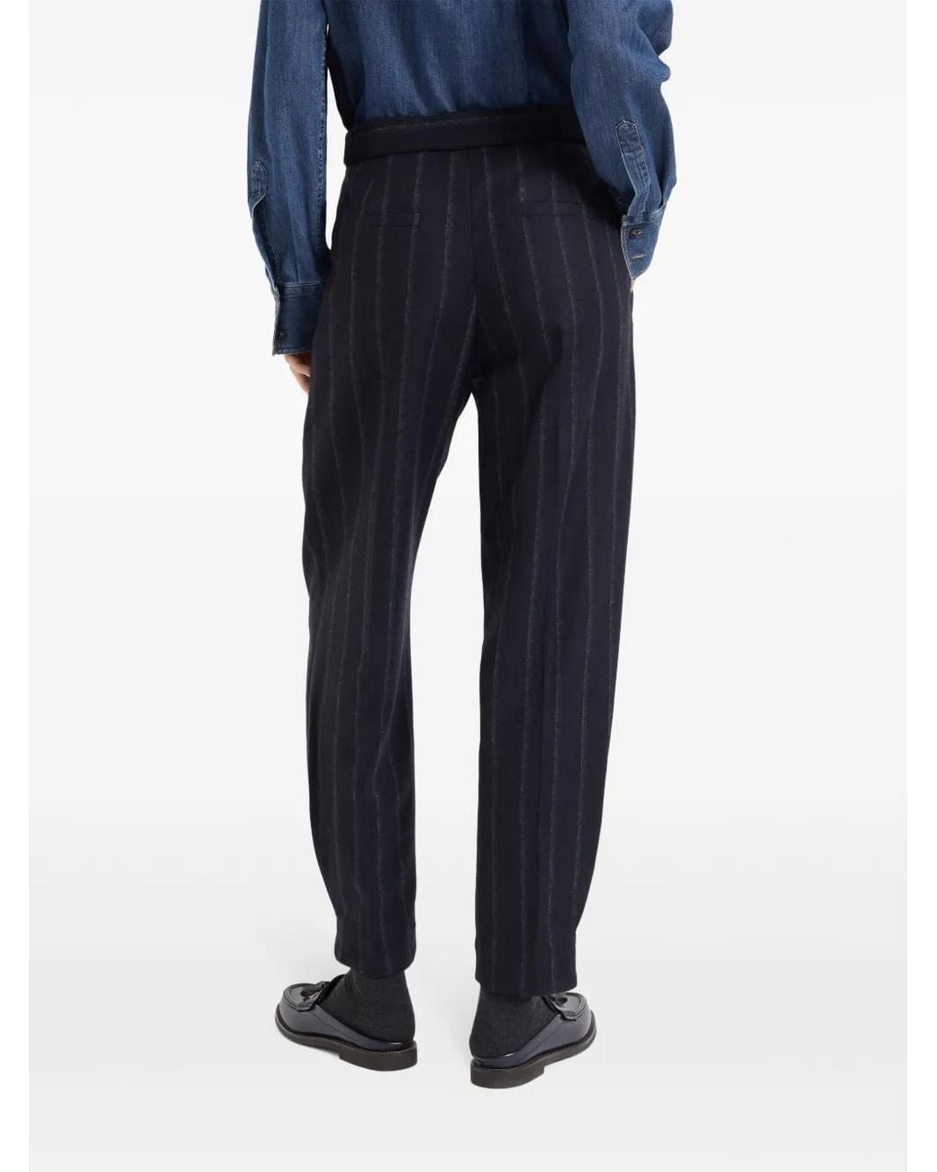 Brunello Cucinelli Blue Striped Tailored Trousers