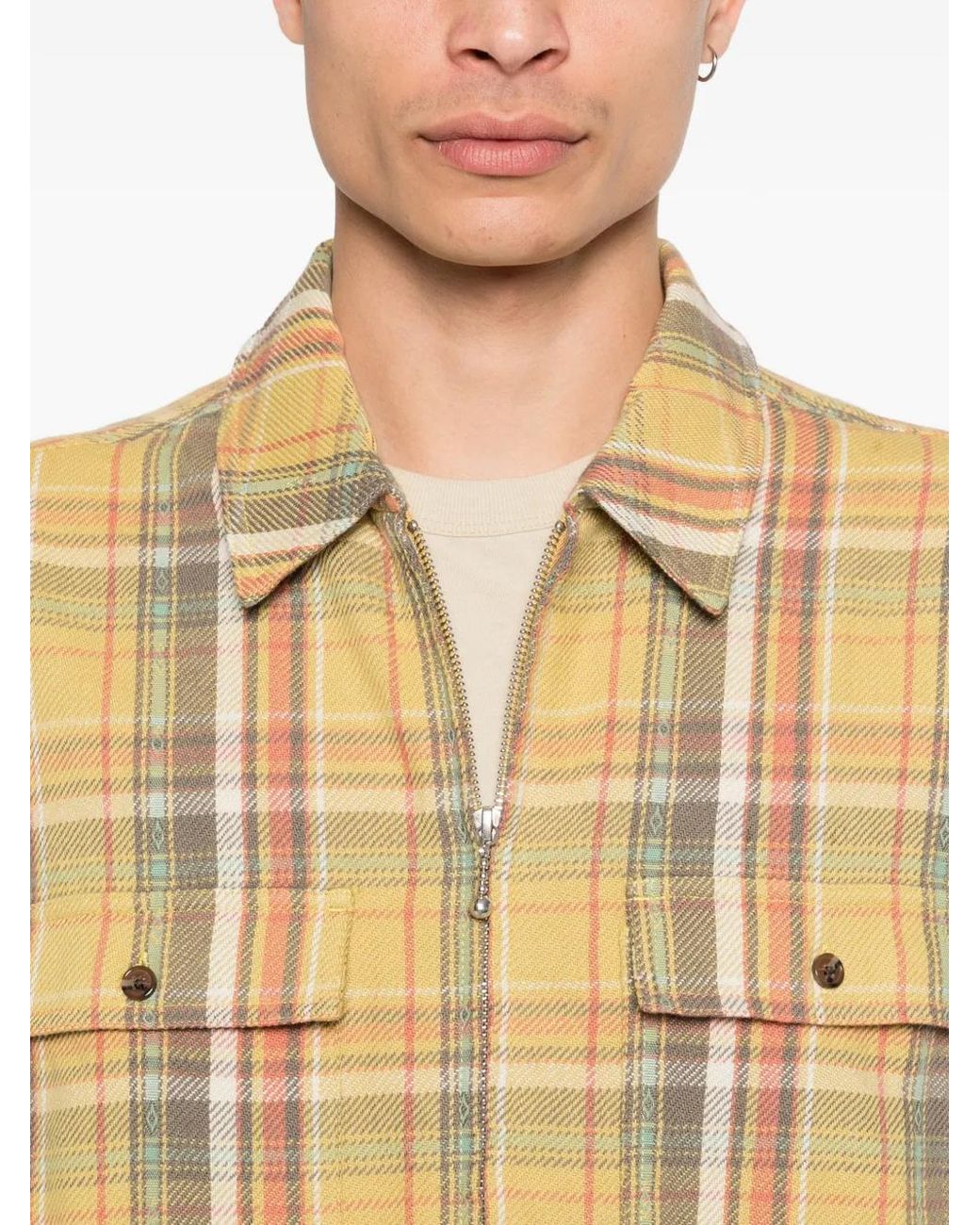 AWAKE NY Natural Rivington Buttoned Checked Shirt for men