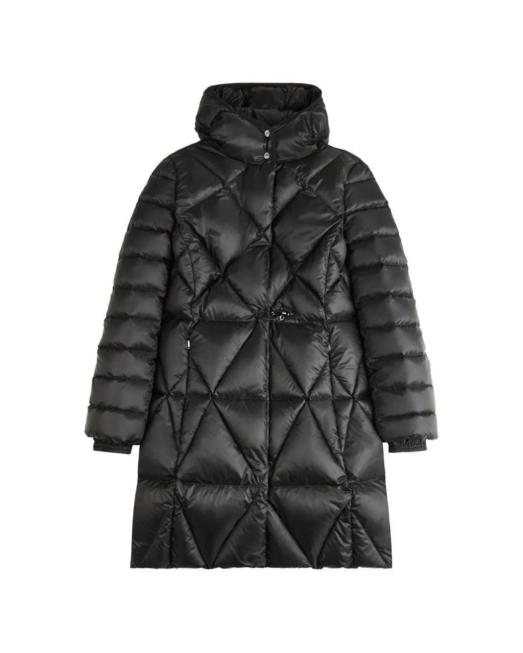 Fay Black Quilted Zip-Up Coat