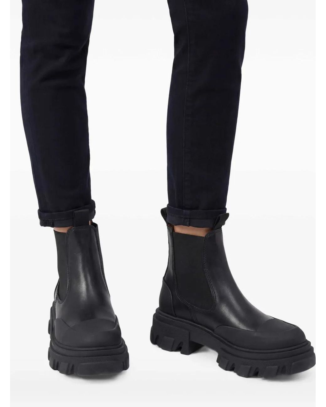Ganni Black Elasticated-panelled Leather Boots