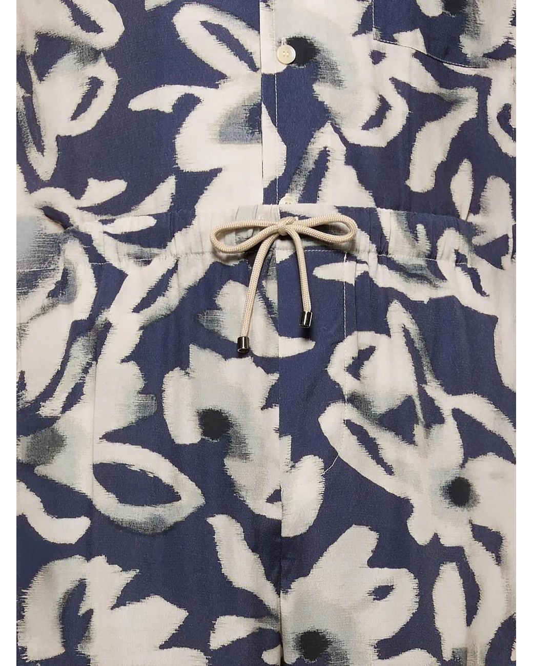 Laneus Blue Floral-Print Drawstring-Fastening Shorts for men