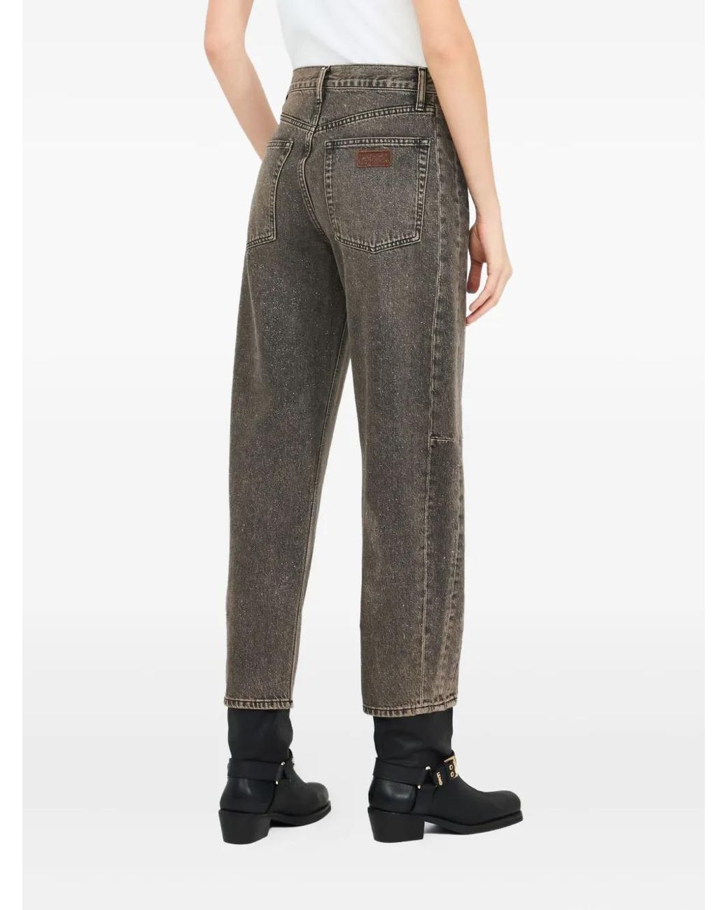 Liu Jo Gray Stonewash Logo-Patch Jeans
