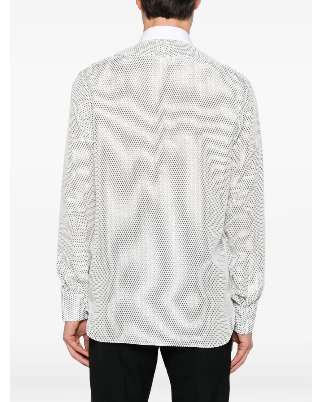Tom Ford White Geometric-Print Contrast-Collar Shirt for men