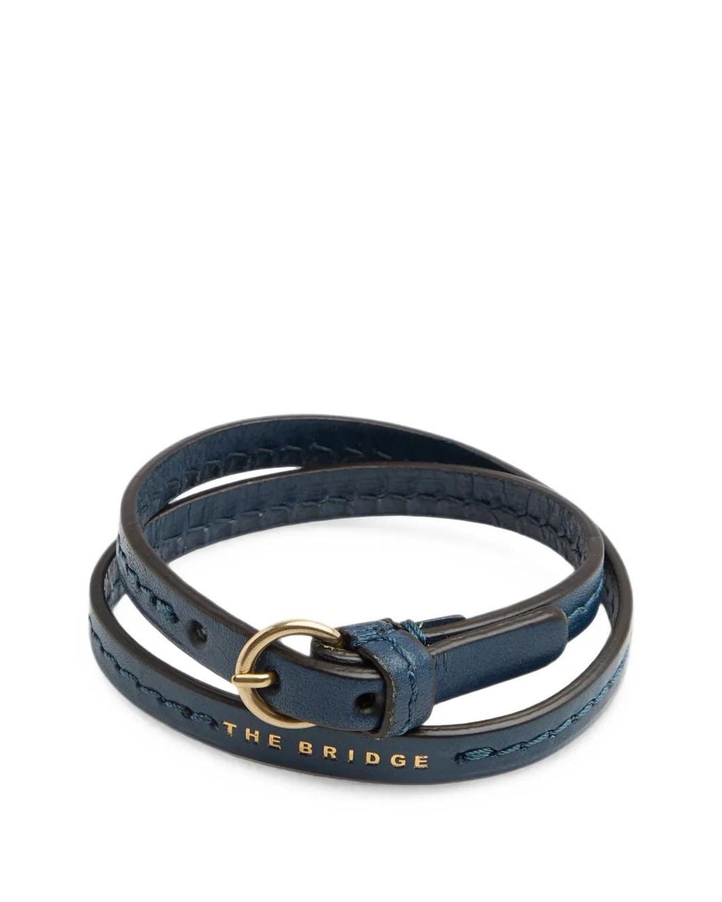 The Bridge Blue Buckle-Fastening Wrap Leather Bracelet