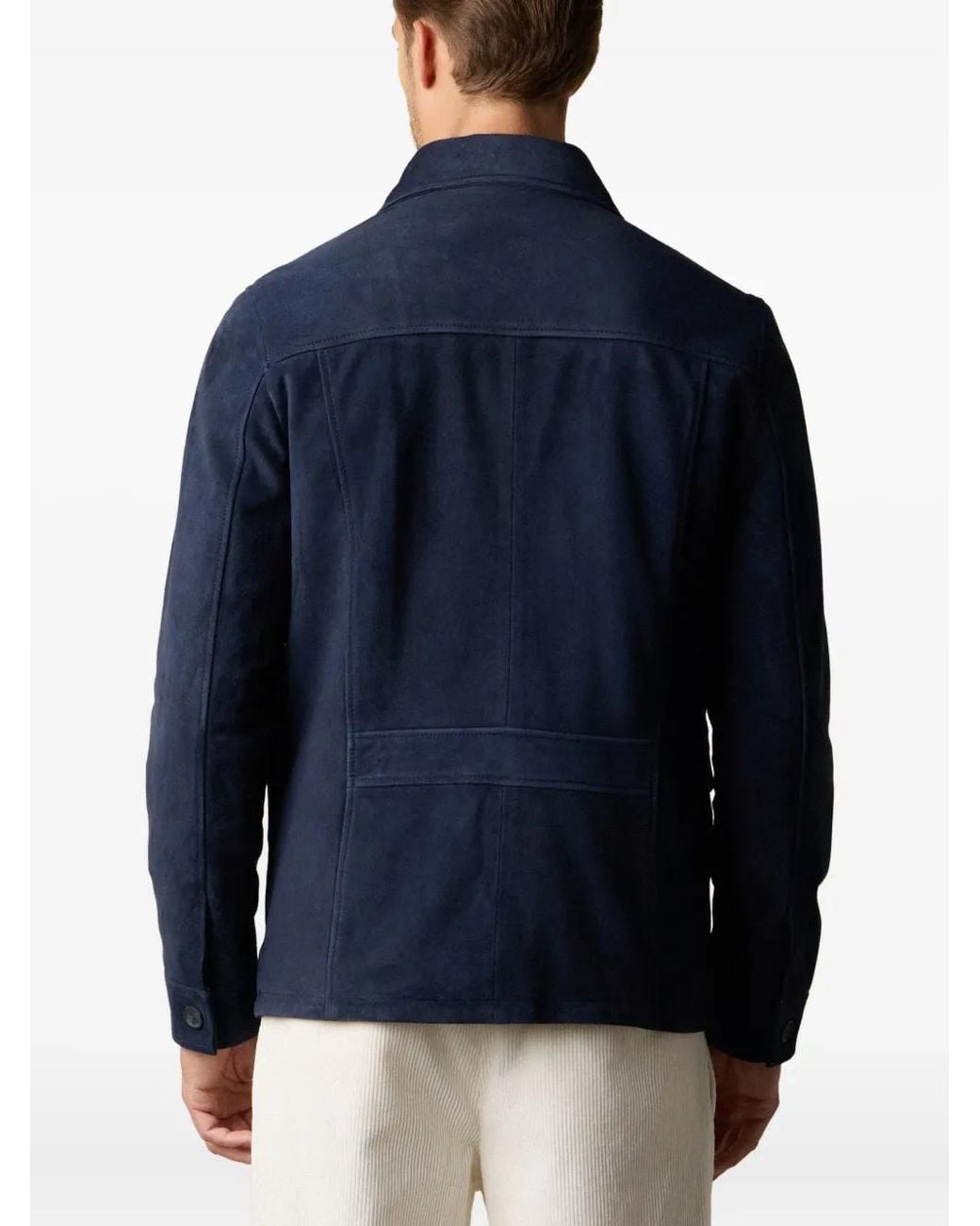 Brooks Brothers Blue Button-Fastening Suede Overshirt Jacket for men