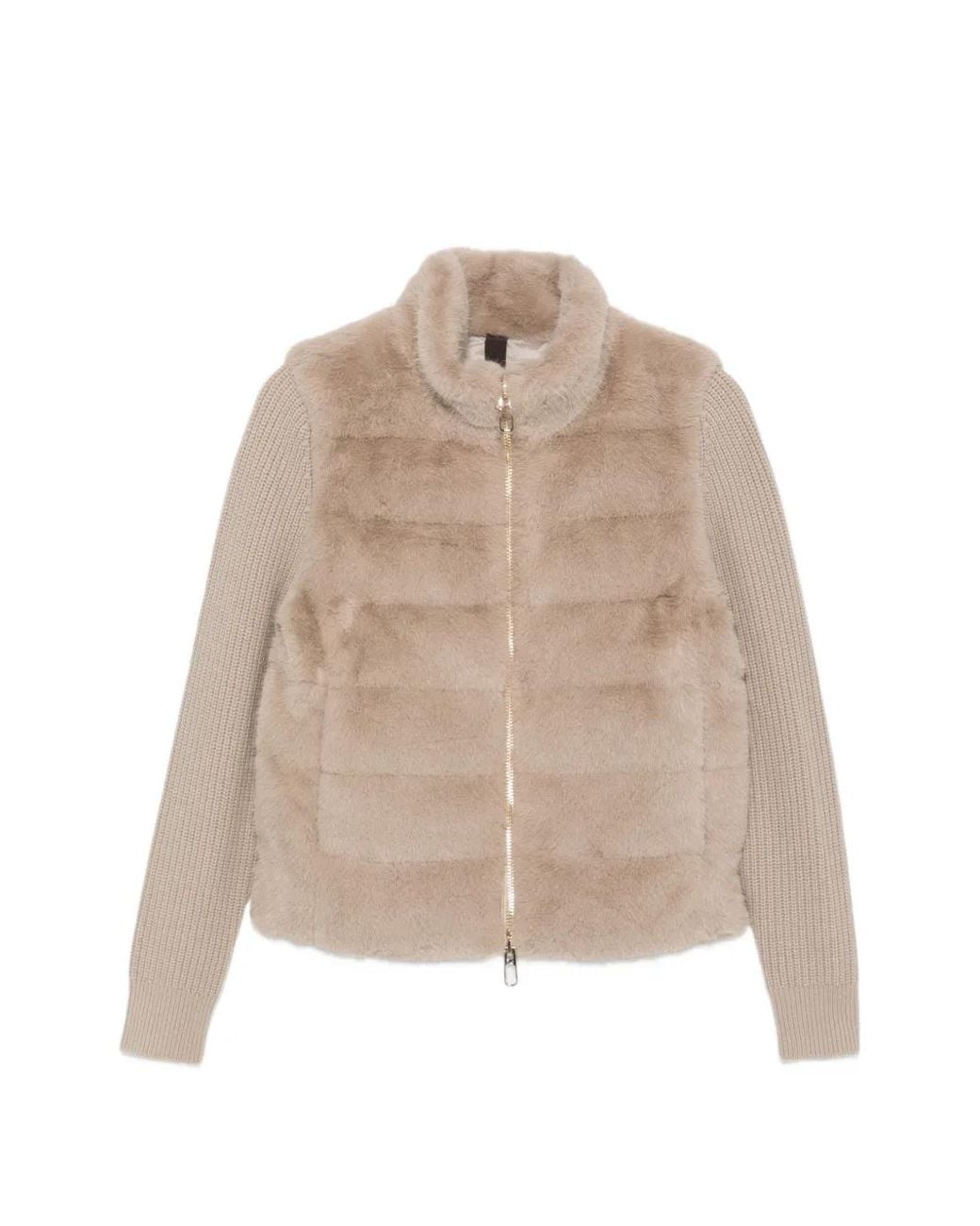 DUNO Natural Faux-Fur Panelled Jacket