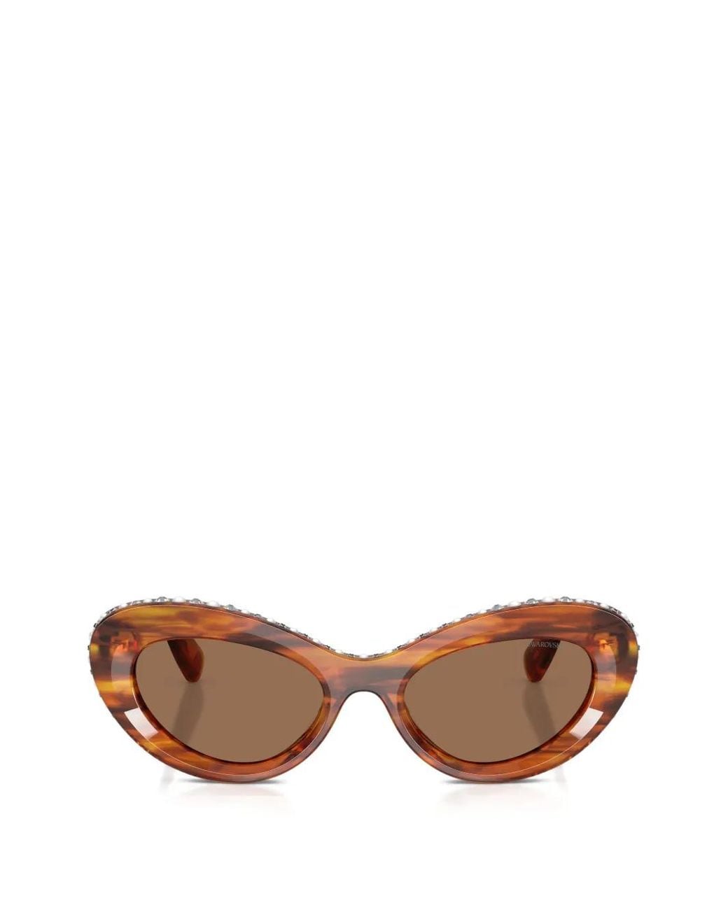 Swarovski Brown Crystal-Embellished Tortoiseshell-Effect Sunglasses