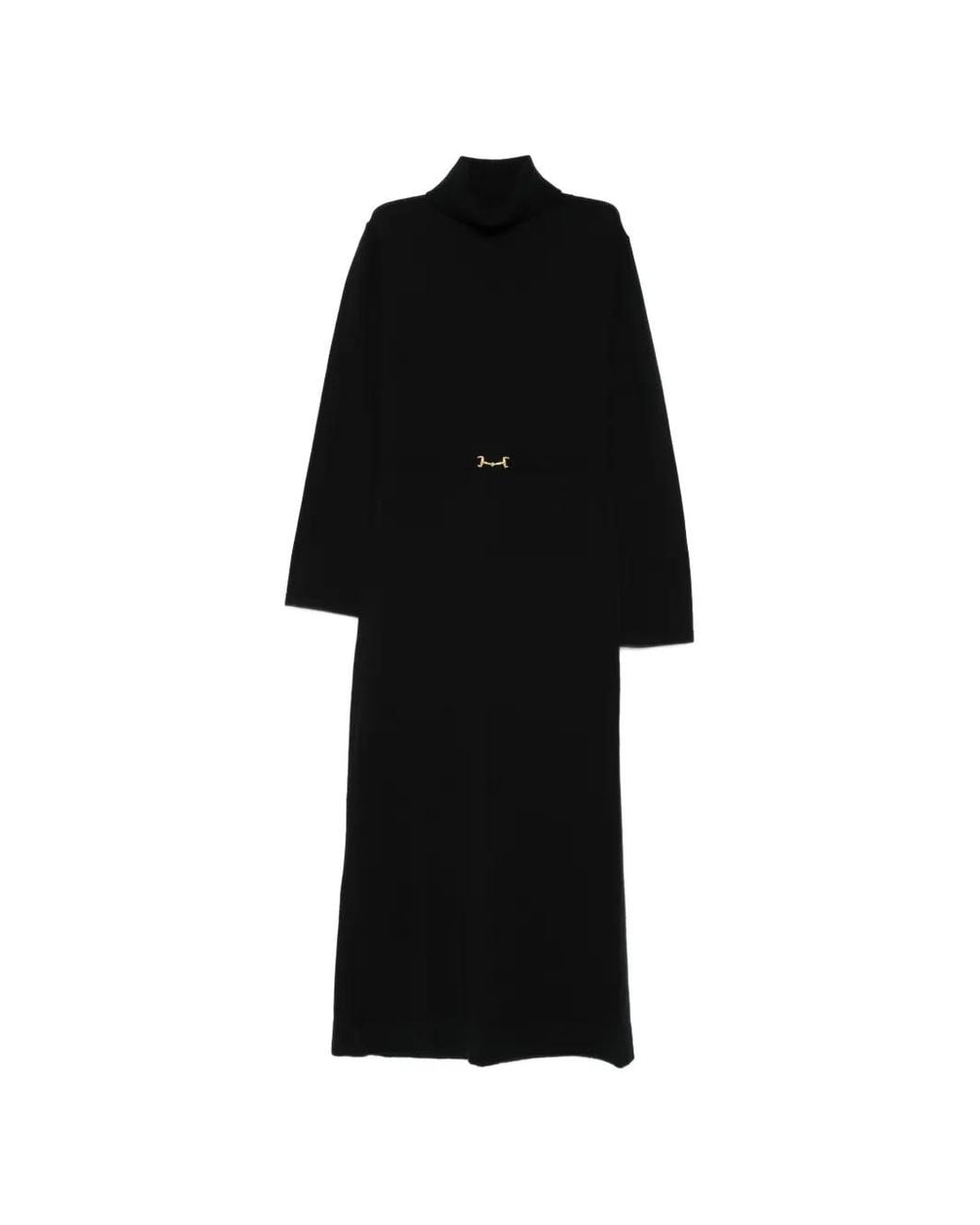 Rixo Black Elliettebit Detail Roll-Neck Maxi Dress