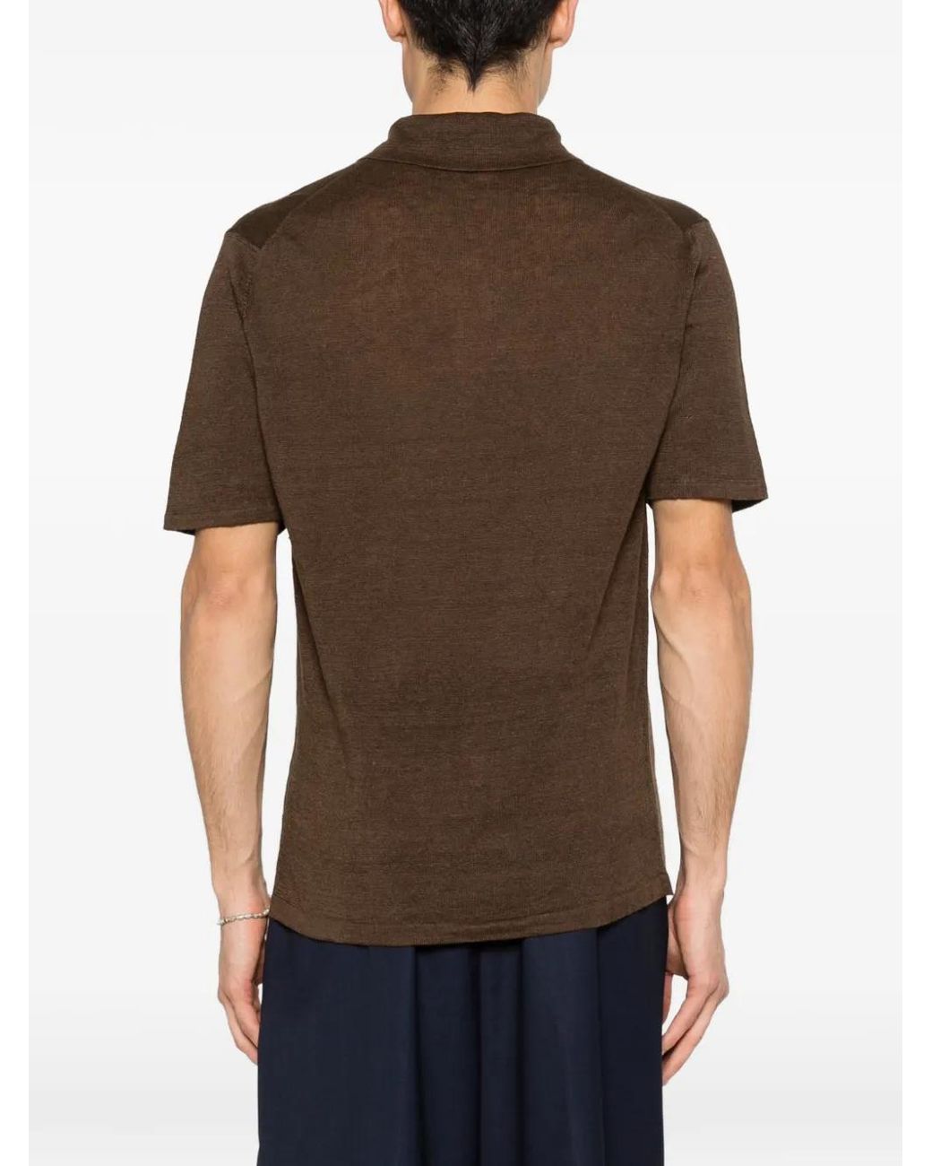 Roberto Collina Brown Half-Button Polo Shirt for men