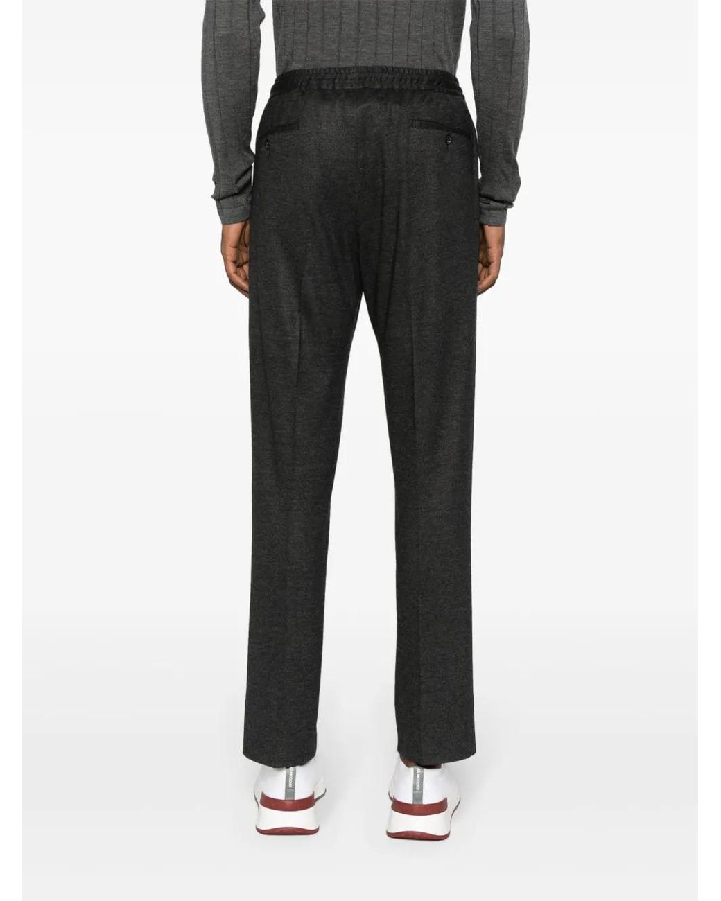 Corneliani Black Drawstring Tapered-Leg Trousers for men