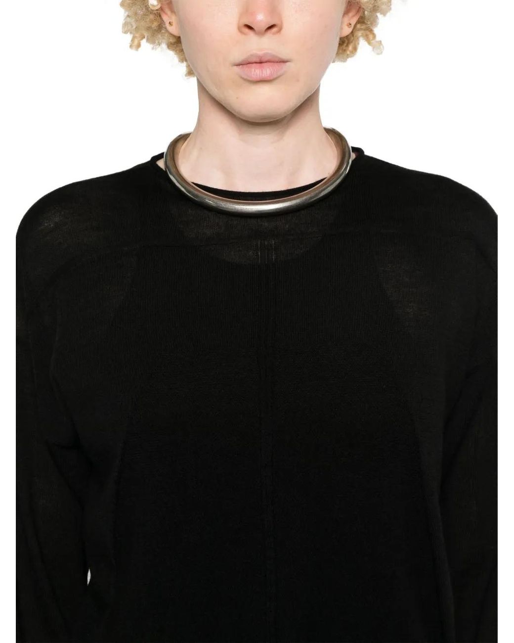 Rick Owens Black Seam-Detail Wool Jumper