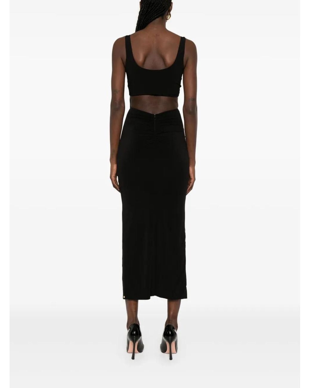 Nissa Black Cut-Out Maxi Dress
