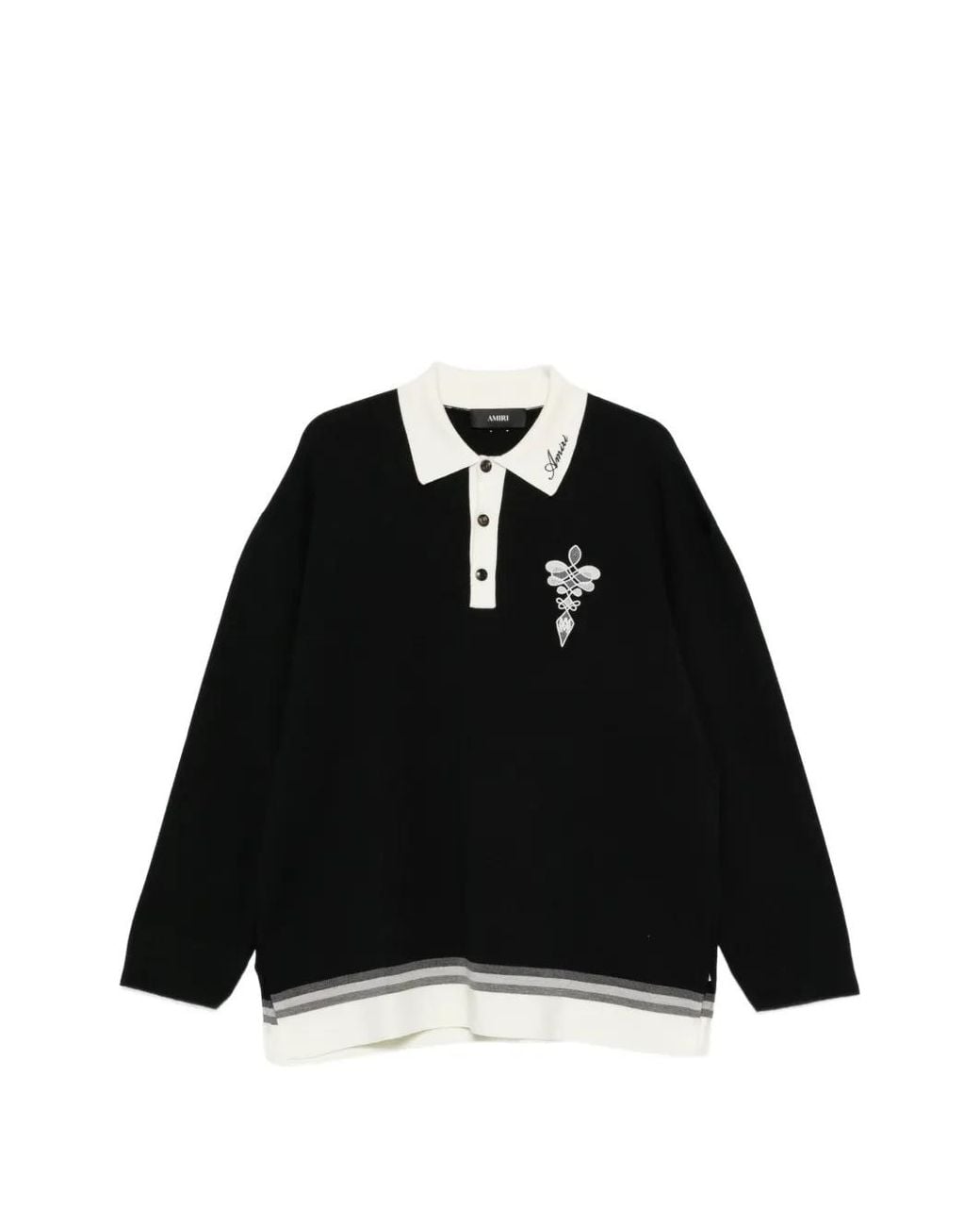 Amiri Black Logo-Embroidered Polo Shirt for men
