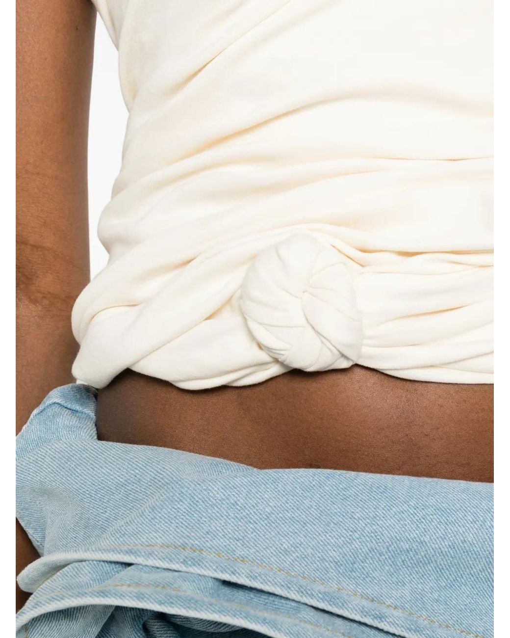 Magda Butrym White Side-Knot Detail T-Shirt