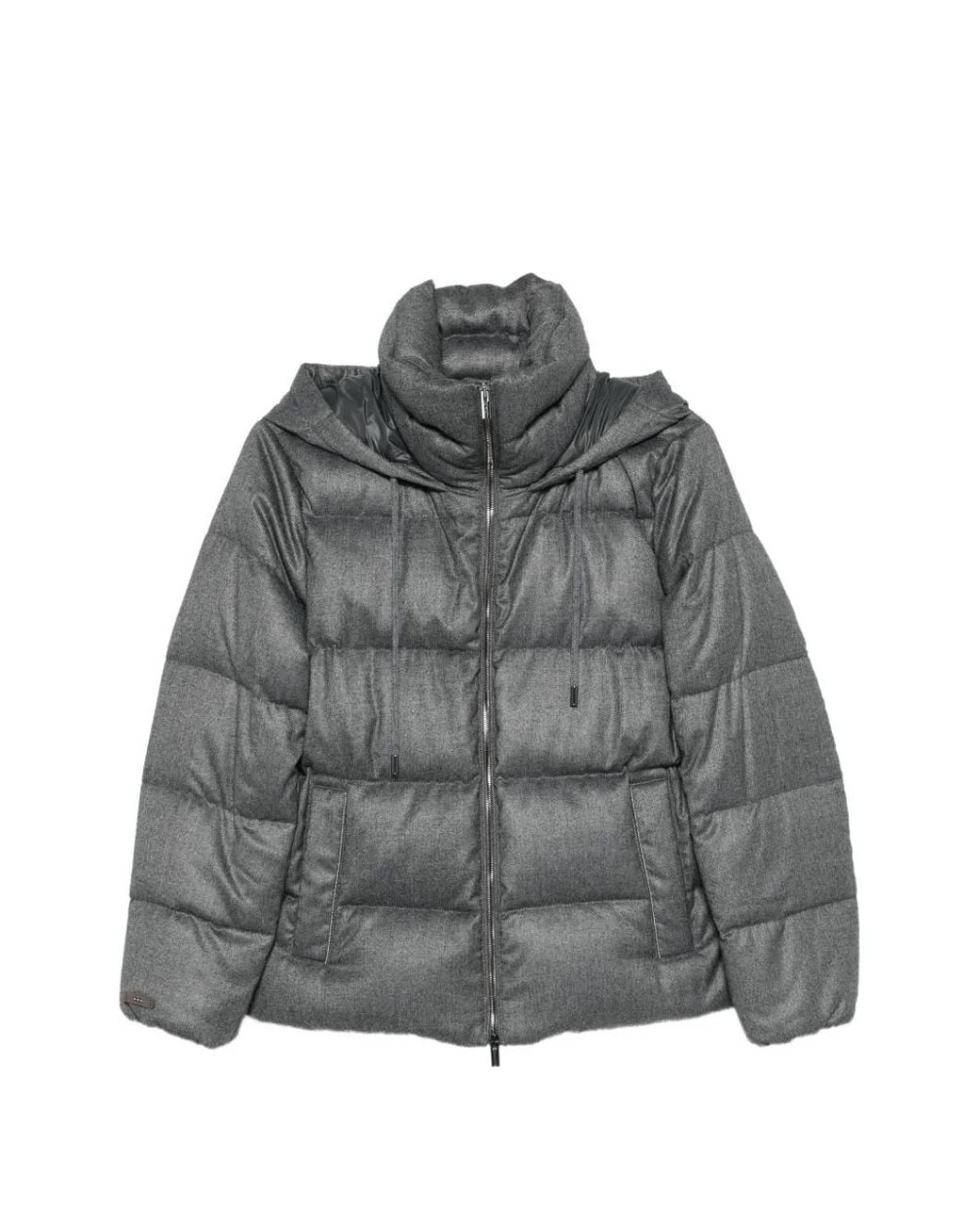 Peserico Gray Quilted Hooded Jacket